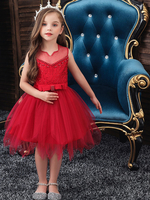 Flower Girl Kleider Designed Ausschnitt Ärmellose bestickte Kinder Social Party Kleider