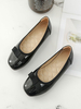 Flower Girl Schuhe Schwarz PU Leder Square Toe Bows Ballerinas