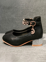 Flower Girl Schuhe Schwarz PU Leder Strass Party Schuhe Für Kinder