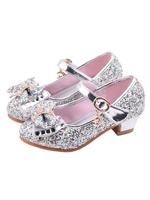 Flower Girl Schuhe Silber Pailletten Stoff Ober Party Schuhe Kinder Festzug Schuhe