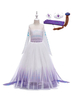Flowergirl Kleid Purpurrote Polyester Lange Ärmel 5-teilig Set Kinder Prinzessin Kostüme Party Kleid