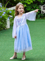 Forzen Elsa Fairytale Cosplay Hellhimmelblaues Mantelkleid Polyester Kids Cosplay Kostüme