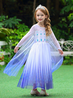 Forzen Elsa Mädchen Märchen Cosplay Helles Himmelblau Kleid Polyester Kinder Cosplay Kostüme