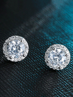 für Erwachsenen Hochzeits-Ohrringe Piercing Ohrringe Ohrstecker Cubic Zirkonia mit vollbrillantschliff in Silbern für Damen Kupfer in runder Form