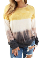 Für Frau Gelb Lange Ärmel Bedrucktes Sweatshirt