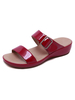 Frau flache Sandalen flache Leder lässig