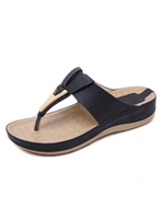 Frau flache Sandalen flacher PU-Lederstrand