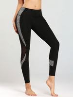 Frau Gamaschen dünne Zweifarbige Cut Out Polyester Yoga Pants