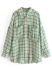 Frau Green Plaid Shirt Jacke Langarm Polyester Casual Wrap Coat Oberbekleidung