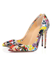 Frau High Heels Pointed Toe Red Artwork Stiletto Absatz Pumps