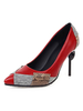 Frau High Heels Spitze Zehe-Pumpen-Farben-Block Stiletto Plus Size Schuhe