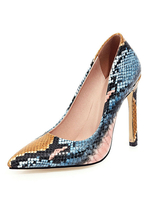 Frau High Heels Spitze Zehe-Schlange-Druck-Pumpen Plus Size Schuhe