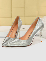 Frau High Heels Splitter Spitze Zehen PU Leder Stiletto Heel Sexy Schuhe