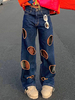 Frau Jeans Casual schneiden natürliche Taillenpolyester aus