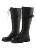 Frau knielangen stiefel rindsleder kampfstiefel echtes leder schnüren flache stiefel