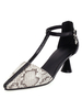 Frau Low Heels T-bar Spitzschuh Spezial-Shaped Heel Pumps