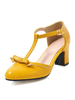 Frau Mid-Low Heels Retro Blockabsatz T-Typ Bandage Stylish Heels