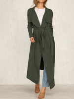 Frau Oberbekleidung Umlegekragen lässig asymmetrische Salbei Wrap Coat