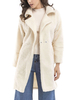 Frau Wintermantel Weiß Turndown Kragen Langarm Faux Shearling Mantel