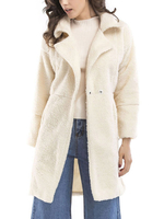 Frau Wintermantel Weiß Turndown Kragen Langarm Faux Shearling Mantel