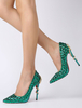 Frauen Abendschuhe 2020 GrünSchaffell Spitze Strasssteins High Heel Party Schuhe