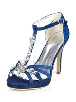 Frauen Abendschuhe High Heel Sandalen Pailletten Open Toe T-Typ Strass Schuhe für Party