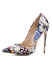 Frauen-Abendschuhe Weiße spitze Zehe Mit Blumenmuster Hohe Absätze