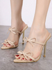 Frauen Absatz Pantoffel Aprikose Open Toe Stiletto Absatz Slip-On PU Leder Sandaletten