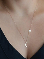 Frauen Anhänger Halskette Moon Star Legierung Schmuck