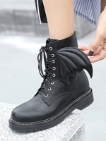 Frauen Ankle Boots PU-Leder-Schwarz-runde Zehe 1.4\