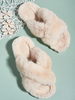 Frauen Aprikose Maultiere Künstliche kurze Plüsch Chic Kunstpelz Indoor Slipper Pantoletten Schuhe