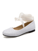Frauen Ballerinas Glitter Round Toe Lace Up Flache Schuhe Freizeitschuhe