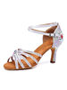 Frauen Ballsaal Schuhe Satin Open Toe Strasssteine Criss Cross Latin Dance Schuhe