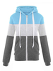 Frauen-Baumwollhoodie-lange Hülsen-Farbblock-Kordelzug-mit Kapuze Reißverschluss-Jacke