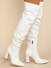 Frauen über den Kniestiefel Stiletto Ferse spitz auf PU-Leder weiße Oberschenkel hohe Stiefel