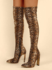 Frauen über den Kniestiefeln Stiletto Ferse spitz spitz Leopard drucken Elastische Stoff Oberschenkel hohe Stiefel