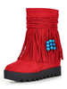 Frauen Böhmen Stiefel Wildleder Runde Kappe 3;1 "Keilabsatz Winterstiefel Mit Quaste