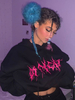 Frauen Black Gothic Hoodies Polyester Langarm Buchstaben Bedruckte Hoodies