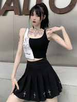 Frauen Black Gothic Tanks Gothic Baumwolle Retro Top