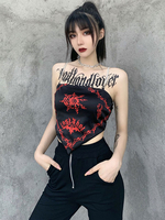Frauen Black Gothic Tanks Polyester Trägerlose Tops