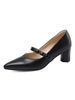 Frauen Black Heels Pointed Toe Block Heel Mary Jane Schuhe