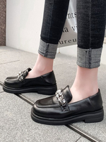 Frauen Black Loafers Leder Runde Zehen Strass Slip On Loafer Schuhe