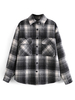 Frauen Black Plaid Jacken Front Button Casual Street Wear Winterjacke