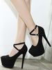 Frauen Black Platform Pumps Micro Wildleder Mandelzehen Strass Sexy Stiletto Heels