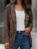 Frauen Blazer Jacken Leopard Turndown Kragen Langarm Federmantel