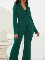 Frauen-Blazer-Klage Grüne Langarm-Blazer mit Hosen