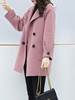 Frauen Blazer Mantel Rosa Turndown Collar Lange Ärmel Klassischer mittlerer Wintermantel