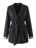Frauen Blazer schwarz stilvoller Turndown-Kragen lange Ärmel Polyester maßgeschneiderte Jacke