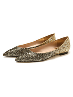 Frauen blonde Ballerinas Pailletten Stoff spitze Zehen Golden Daily Casual Schuhe