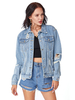 Frauen Blue Denim Jacken Cowboy Field Cowboy Long Denim Jacke